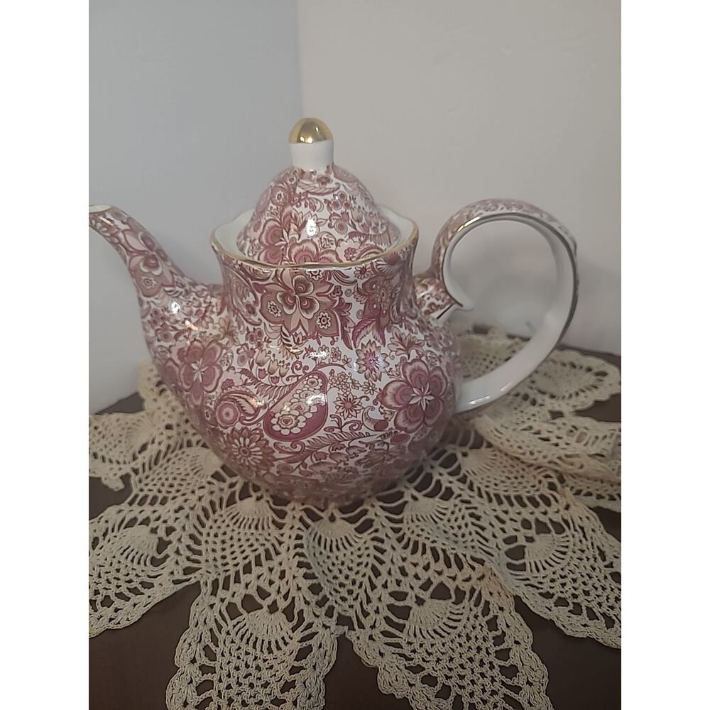 Antique Chintz Reflections Vintage Godinger Floral Porcelain Teapot DIY Decor - Picture 11 of 16